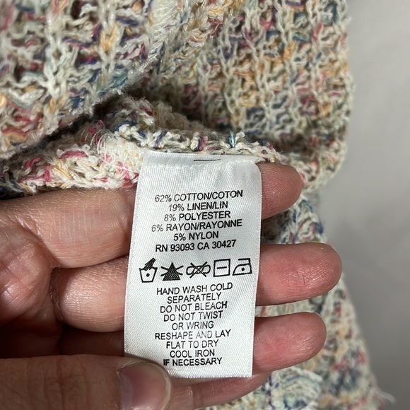 Nic+Zoe Pastel Fringe Linen Blend Cardigan Cover-up Womens Size XS - Picture 10 of 11